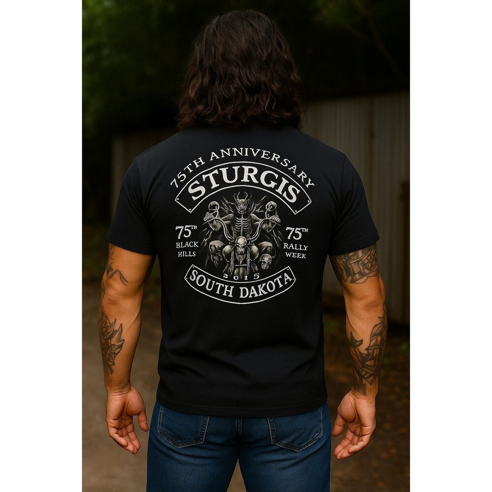 Sturgis 2015 T-Shirt Mens Large Black 75th Anniversary Motorcycle Rally Eagle